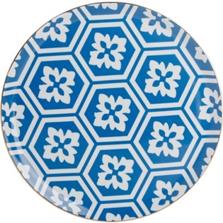 Porland Morocco Desen2 Mavi Düz Tabak 28cm